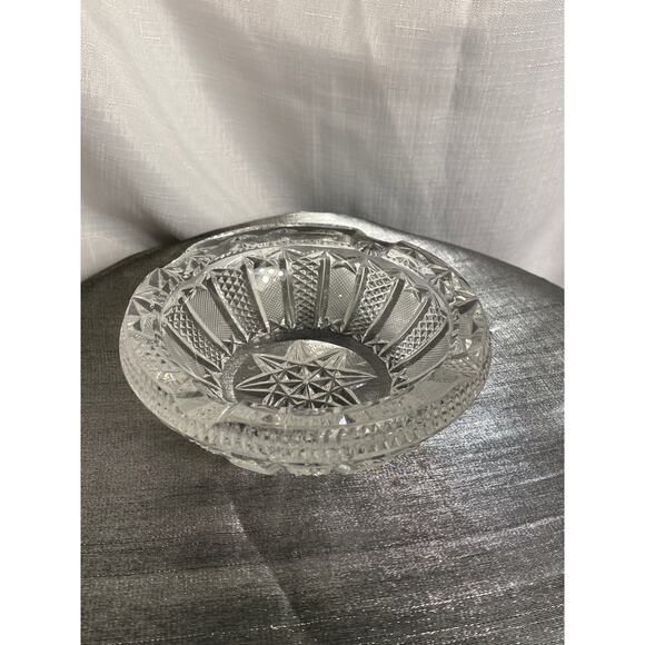 VTG Czech Bohemian (?) Cut Glass Crystal Ashtray 5.25 in Art Deco Star base EUC - Picture 6 of 16
